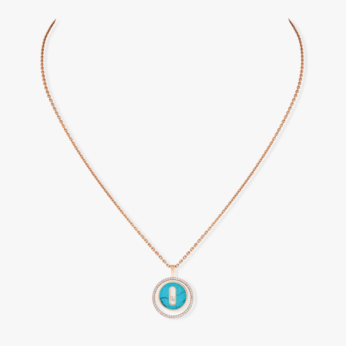 [⭐⭐JeweliWhal]Demo MOVE 1 DIAMOND TURQUOISE PINK GOLD DIAMOND NECKLACE