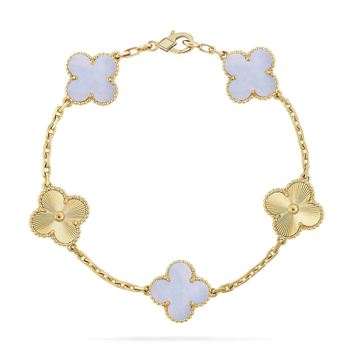 [⭐⭐JeweliWhal] KOLLEKTION CLOVER 5-MOTIV ARMBAND AUS LILA CHALCEDON