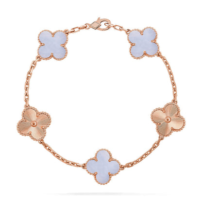 [⭐⭐JeweliWhal] KOLLEKTION CLOVER 5-MOTIV ARMBAND AUS LILA CHALCEDON