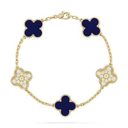 [⭐⭐JeweliWhal]KOLLEKTION CLOVER ARMBAND MIT 5 MOTIVEN AUS LAPISLAZULI