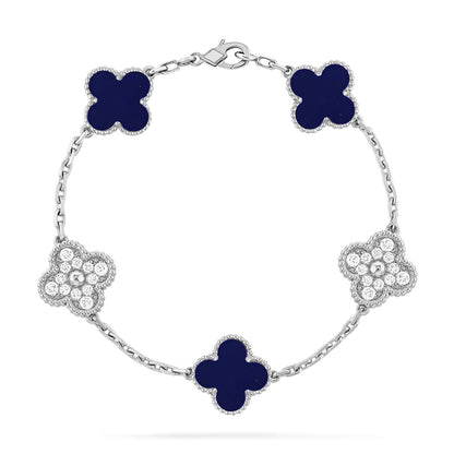 [⭐⭐JeweliWhal]KOLLEKTION CLOVER ARMBAND MIT 5 MOTIVEN AUS LAPISLAZULI