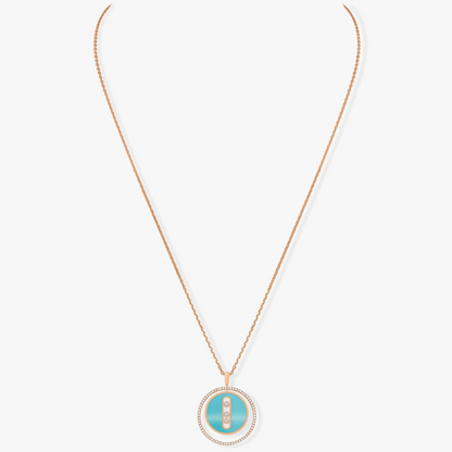 [⭐⭐JeweliWhal]Demo MOVE 3 DIAMONDS TURQUOISE PINK GOLD DIAMOND NECKLACE