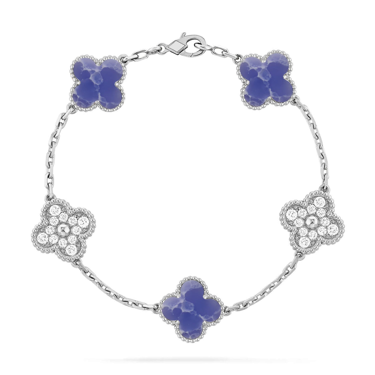 [⭐⭐JeweliWhal]CLOVER ARMBAND MIT 5 MOTIVEN, KOLLEKTION MIT BLAUEN ADERUNGEN