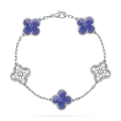 [⭐⭐JeweliWhal]CLOVER ARMBAND MIT 5 MOTIVEN, KOLLEKTION MIT BLAUEN ADERUNGEN