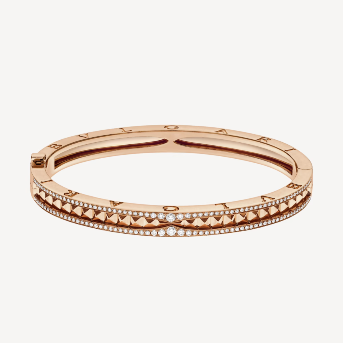 [⭐⭐JeweliWhal]ZERO 1 SPIRAL AND PAVED DIAMOND PINK GOLD BRACELET