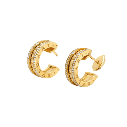 [⭐⭐JeweliWhal]ZERO 1 ROCK GOLD EARRINGS WITH STUDDED SPIRAL AND PAVED DIAMONDS