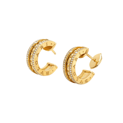 [⭐⭐JeweliWhal]ZERO 1 ROCK GOLD EARRINGS WITH STUDDED SPIRAL AND PAVED DIAMONDS