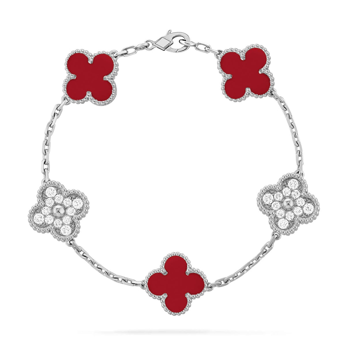 [⭐⭐JeweliWhal] CLOVER 5 MOTIF RED CORNELIAN BRACELET COLLECTION