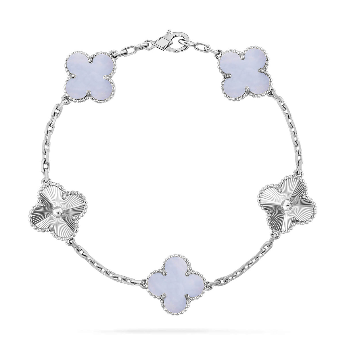 [⭐⭐JeweliWhal] KOLLEKTION CLOVER 5-MOTIV ARMBAND AUS LILA CHALCEDON
