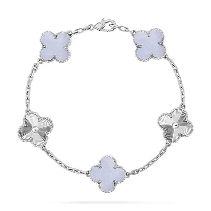 [⭐⭐JeweliWhal] KOLLEKTION CLOVER 5-MOTIV ARMBAND AUS LILA CHALCEDON
