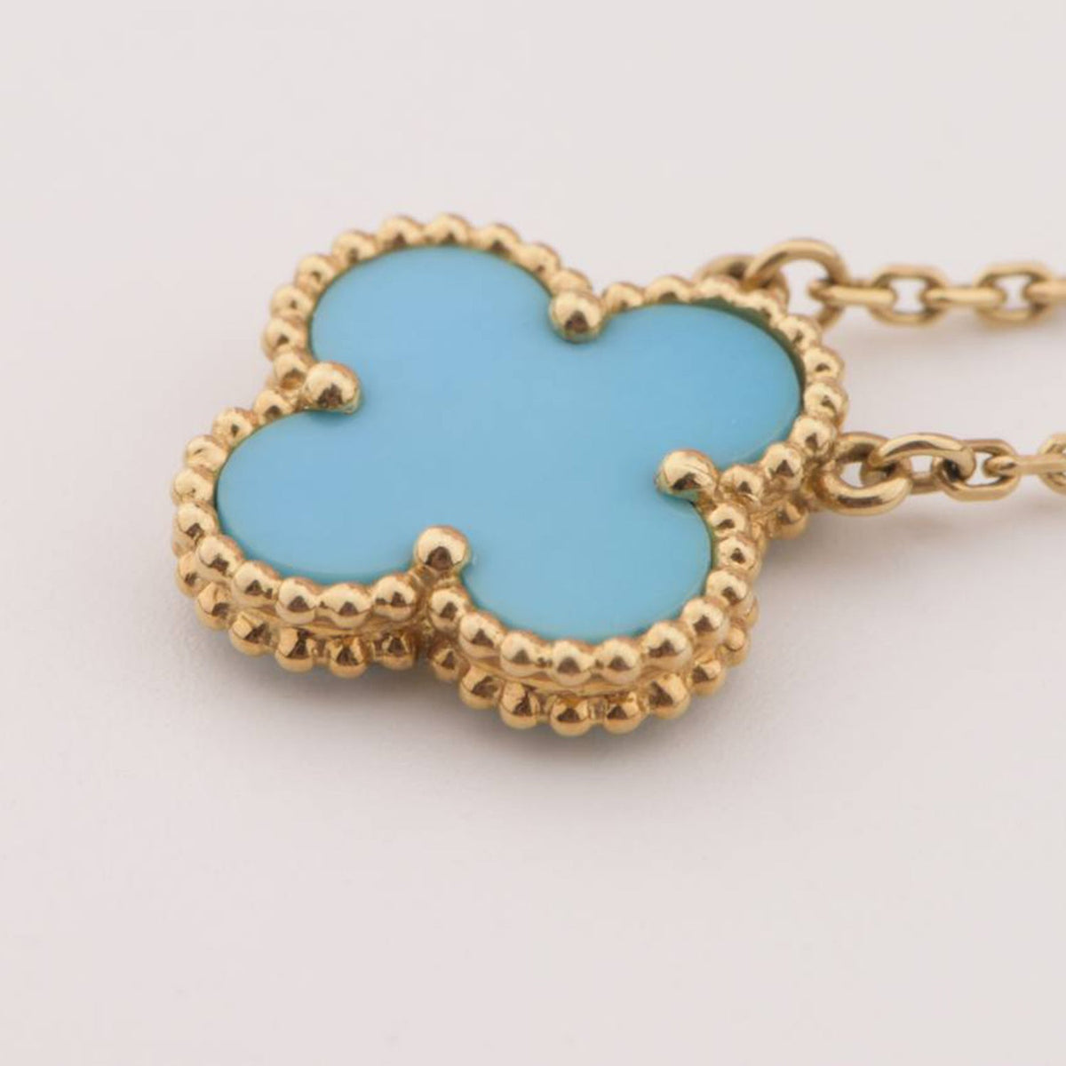 [⭐⭐JeweliWhal]CLOVER 15MM VINTAGE TURQUOISE NECKLACE