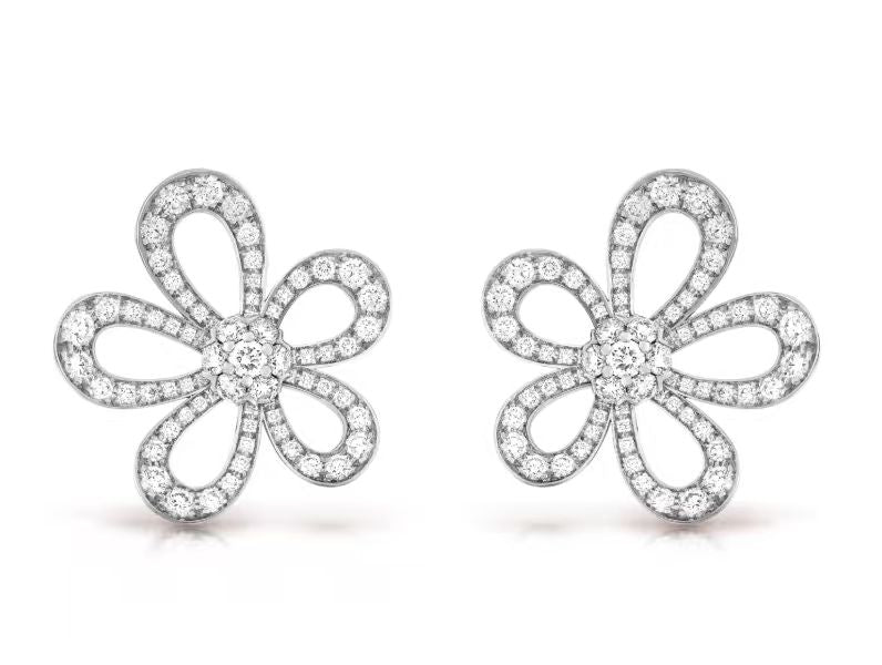 [⭐⭐JeweliWhal]BLUMENSPITZEN-OHRRINGE MIT VOLLBESATZ-DIAMANTEN