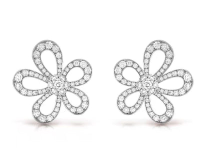 [⭐⭐JeweliWhal]BLUMENSPITZEN-OHRRINGE MIT VOLLBESATZ-DIAMANTEN