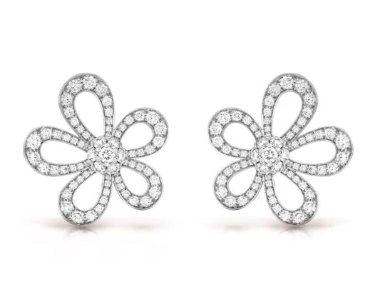 [⭐⭐JeweliWhal]BLUMENSPITZEN-OHRRINGE MIT VOLLBESATZ-DIAMANTEN