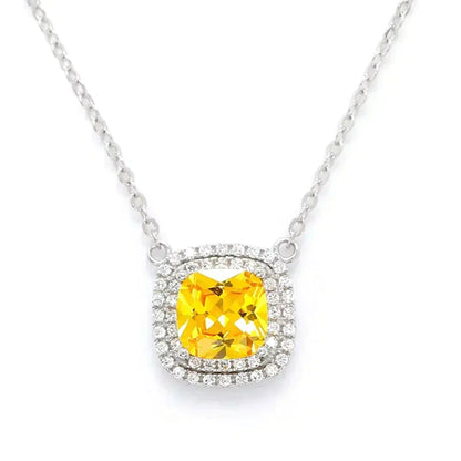 [JeweliWhal]SPARKLERS CITRINE GEMSTONE PENDANT NECKLACE STERLING SILVER
