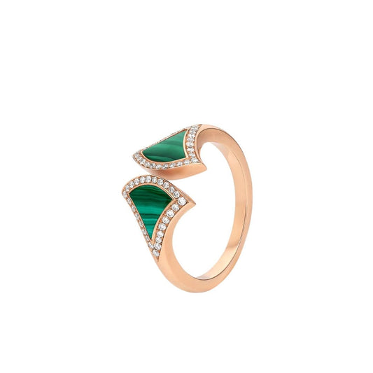[⭐⭐JeweliWhal]DREAM MALACHITE DIAMOND OPEN RING
