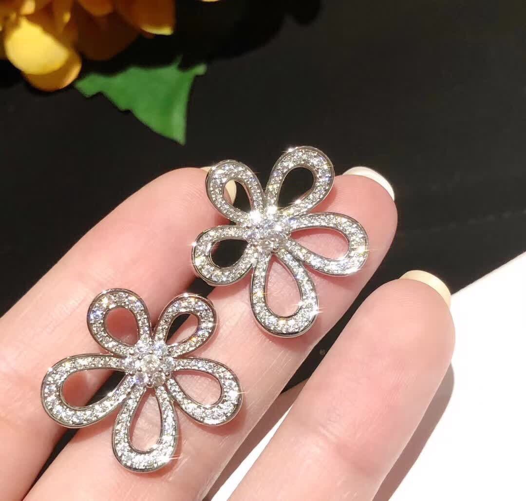 [⭐⭐JeweliWhal]BLUMENSPITZEN-OHRRINGE MIT VOLLBESATZ-DIAMANTEN