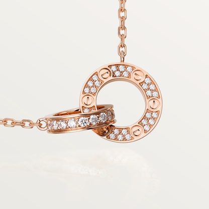 [⭐⭐JeweliWhal]LIEBE 7,6MM HALSKETTE ROSÉGOLD UND SILBER VOLLDIAMANT