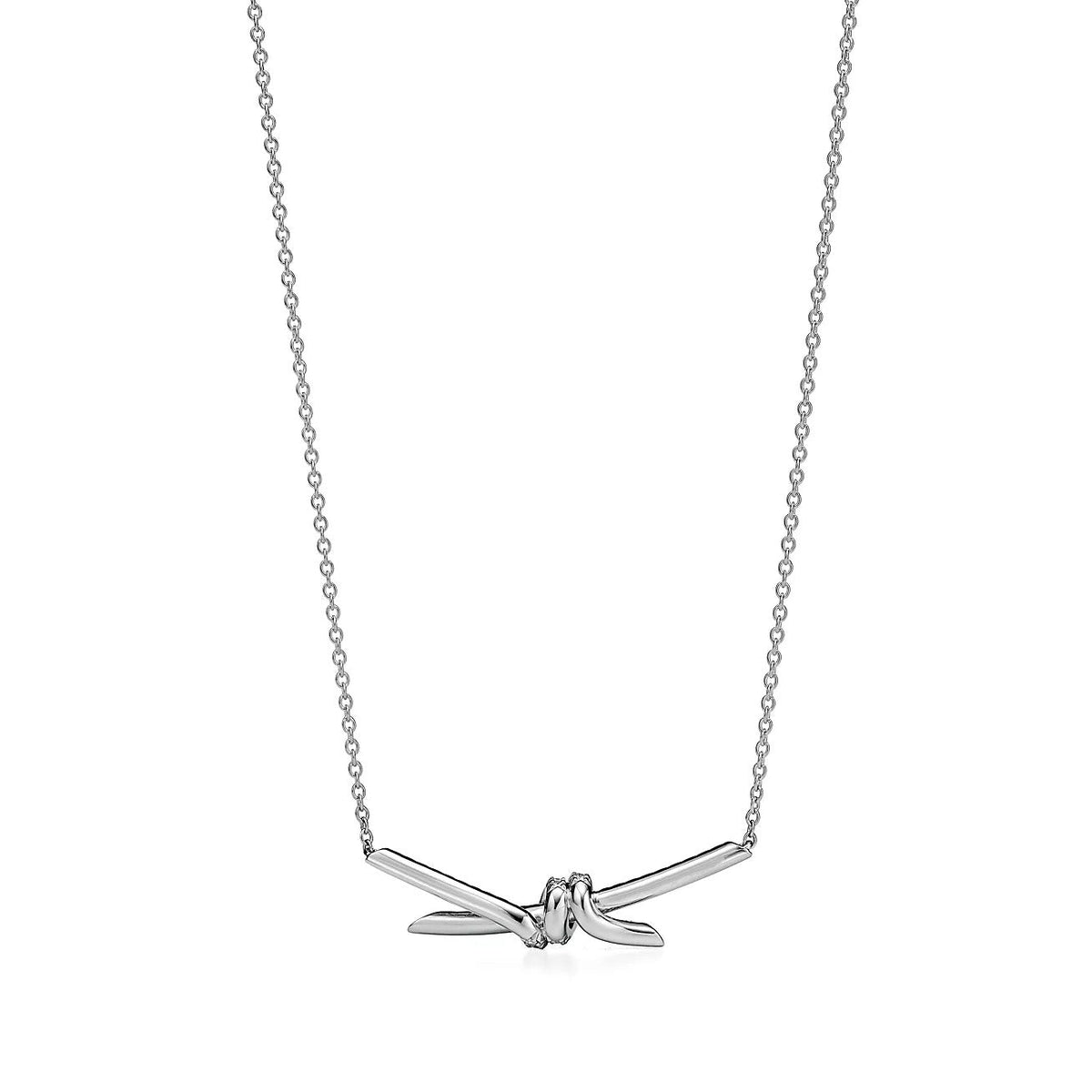 [JeweliWhal]KNOT PENDANT SILVER DIAMOND NECKLACE