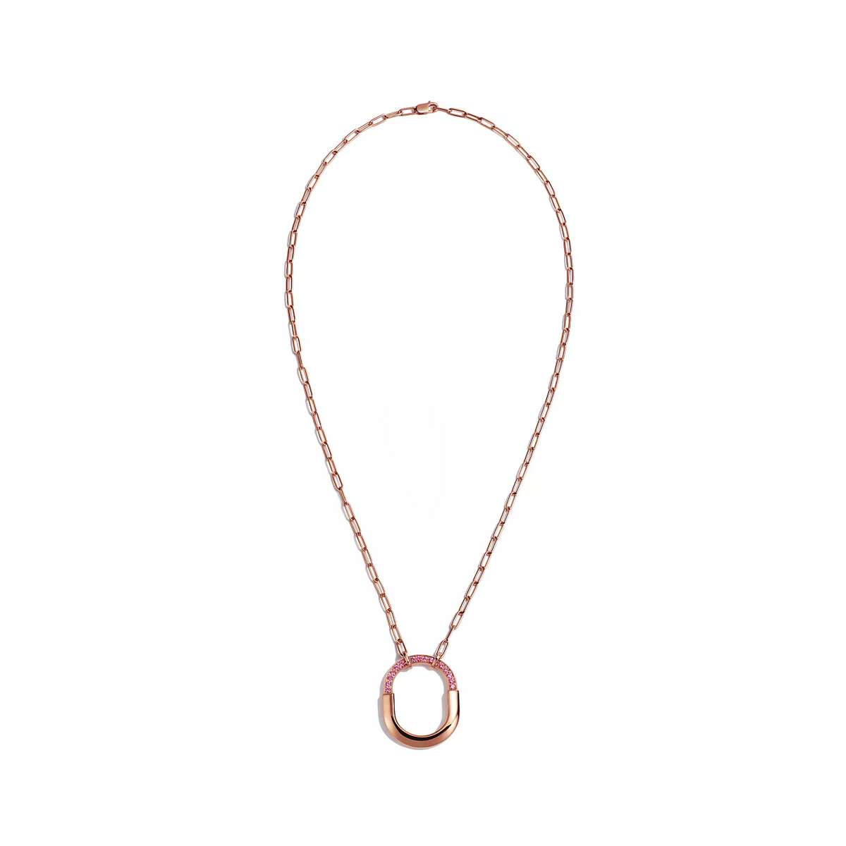 [JeweliWhal]LOCK MEDIUM PENDANT PINK DIAMOND PINK GOLD NECKLACE