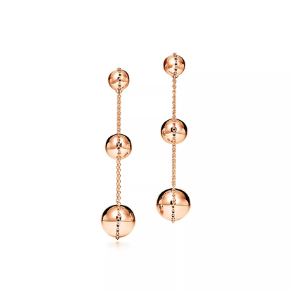 [JeweliWhal]TRIPLE DROP PINK GOLD EARRINGS