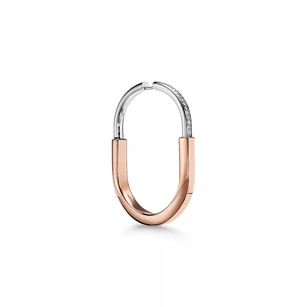 [JeweliWhal]LOCK EARRINGS ROSE AND WHITE GOLD DIAMONDS EXTRA LARGE