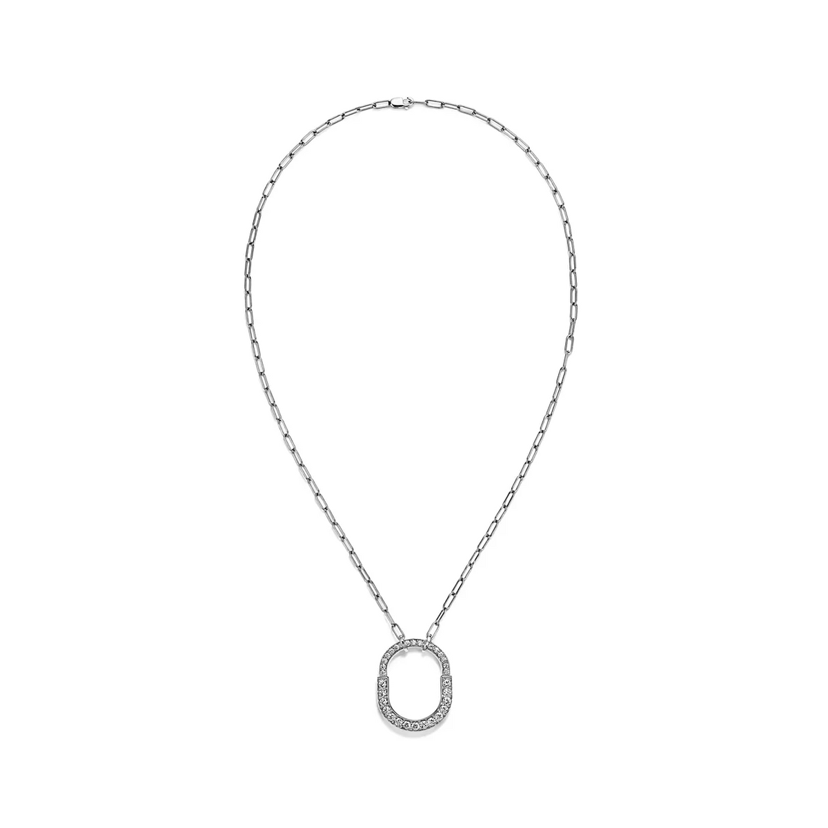 [JeweliWhal]LOCK NECKLACE MEDIUM PENDANT SILVER PAVED DIAMONDS