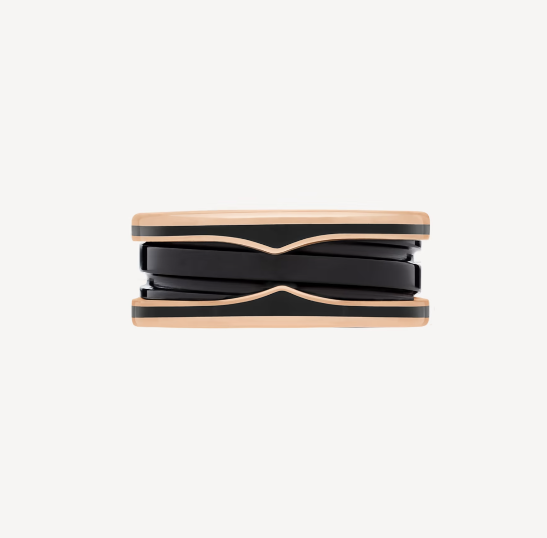 [⭐⭐JeweliWhal]ZERO 1 TWO-BAND WITH MATTE BLACK CERAMIC PINK GOLD RING