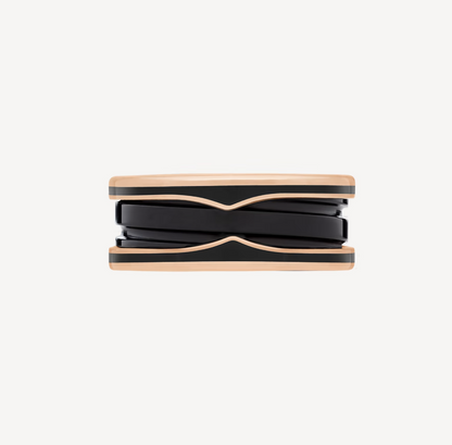 [⭐⭐JeweliWhal]ZERO 1 TWO-BAND WITH MATTE BLACK CERAMIC PINK GOLD RING