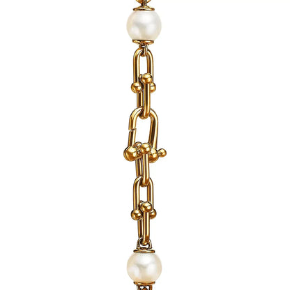 [JeweliWhal]LINK BRACELET GOLD WITH FRESHWATER PEARLS