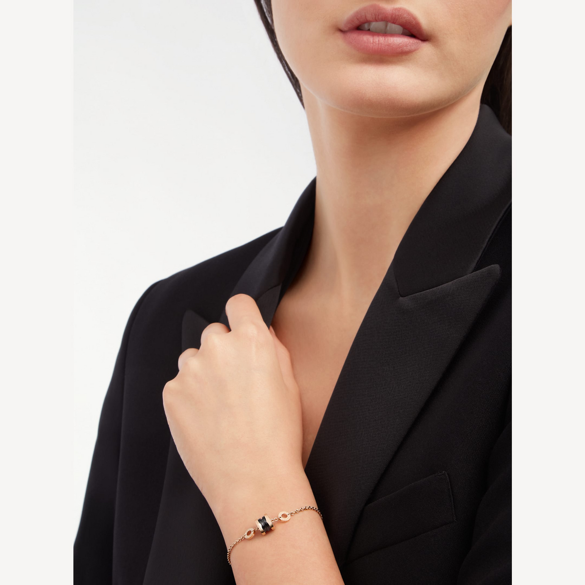 [⭐⭐JeweliWhal]ZERO 1 SOFT PINK GOLD AND BLACK CERAMIC BRACELET