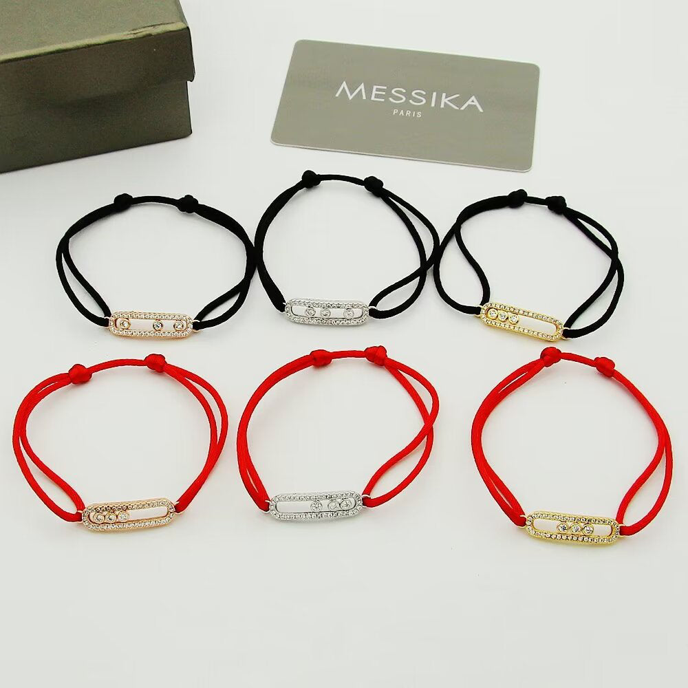 [⭐⭐JeweliWhal]Messika Care(s) Armband mit rosa Kordel und Pavé-Besatz