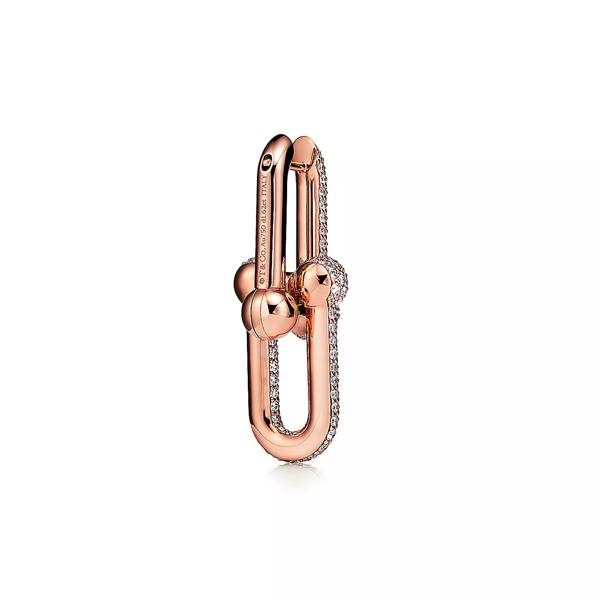 [JeweliWhal]LARGE LINK EARRINGS PINK GOLD WITH PAVED DIAMONDS