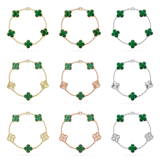 [⭐⭐JeweliWhal] CLOVER 5 MOTIF MALACHITE BRACELET COLLECTION