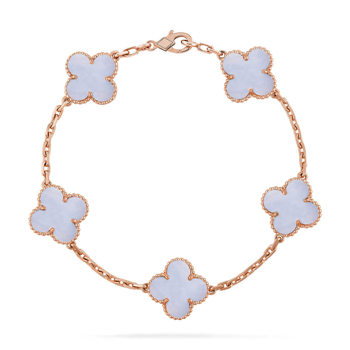 [⭐⭐JeweliWhal] KOLLEKTION CLOVER 5-MOTIV ARMBAND AUS LILA CHALCEDON