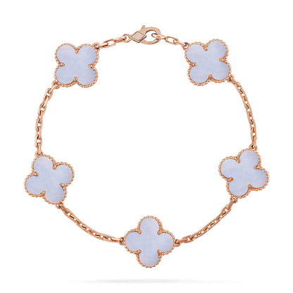 [⭐⭐JeweliWhal] KOLLEKTION CLOVER 5-MOTIV ARMBAND AUS LILA CHALCEDON