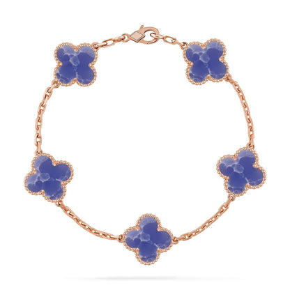 [⭐⭐JeweliWhal]CLOVER ARMBAND MIT 5 MOTIVEN, KOLLEKTION MIT BLAUEN ADERUNGEN