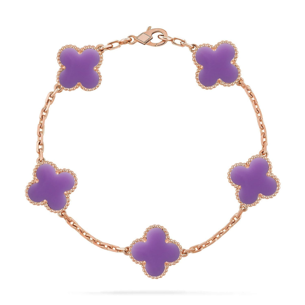 [⭐⭐JeweliWhal]KOLLEKTION ARMBAND MIT 5 KLEEBLATT-MOTIVEN IN HELLVIOLETT