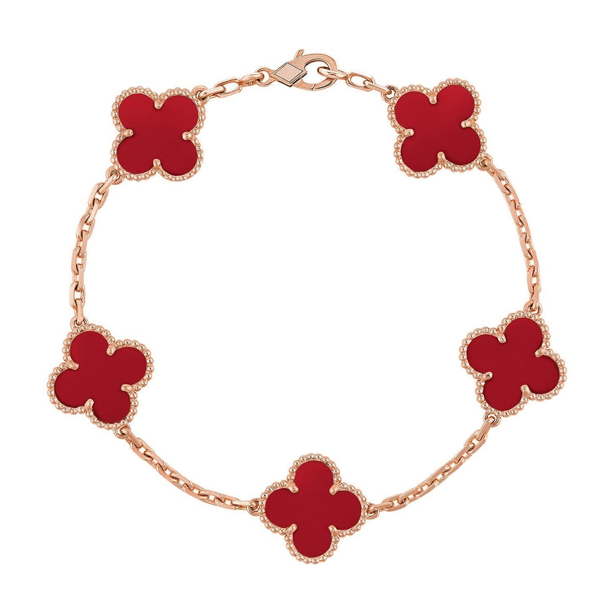 [⭐⭐JeweliWhal] CLOVER 5 MOTIF RED CORNELIAN BRACELET COLLECTION