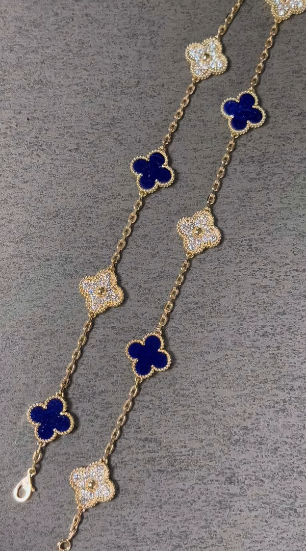 [⭐⭐JeweliWhal]CLOVER 10 MOTIFS DIAMONDS SET IN LAPIS LAZULI
