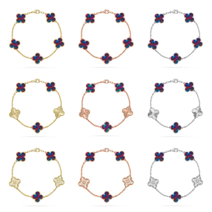 [⭐⭐JeweliWhal]CLOVER 5 MOTIF COLOR GEMSTONES BRACELET COLLECTION