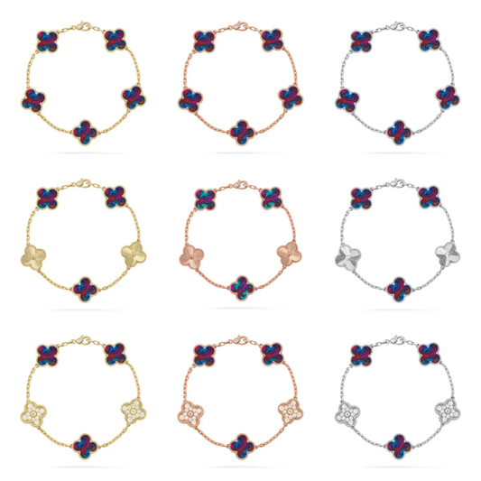 [⭐⭐JeweliWhal]CLOVER 5 MOTIF COLOR GEMSTONES BRACELET COLLECTION