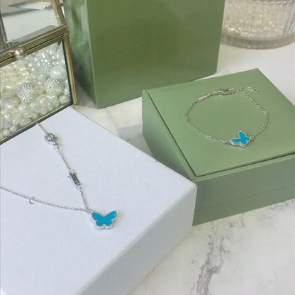 [⭐⭐JeweliWhal]SCHMETTERLING TÜRKIS SCHMETTERLING ARMBAND SILBER