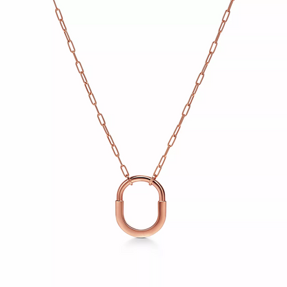 [JeweliWhal]LOCK MEDIUM PENDANT PINK DIAMOND PINK GOLD NECKLACE
