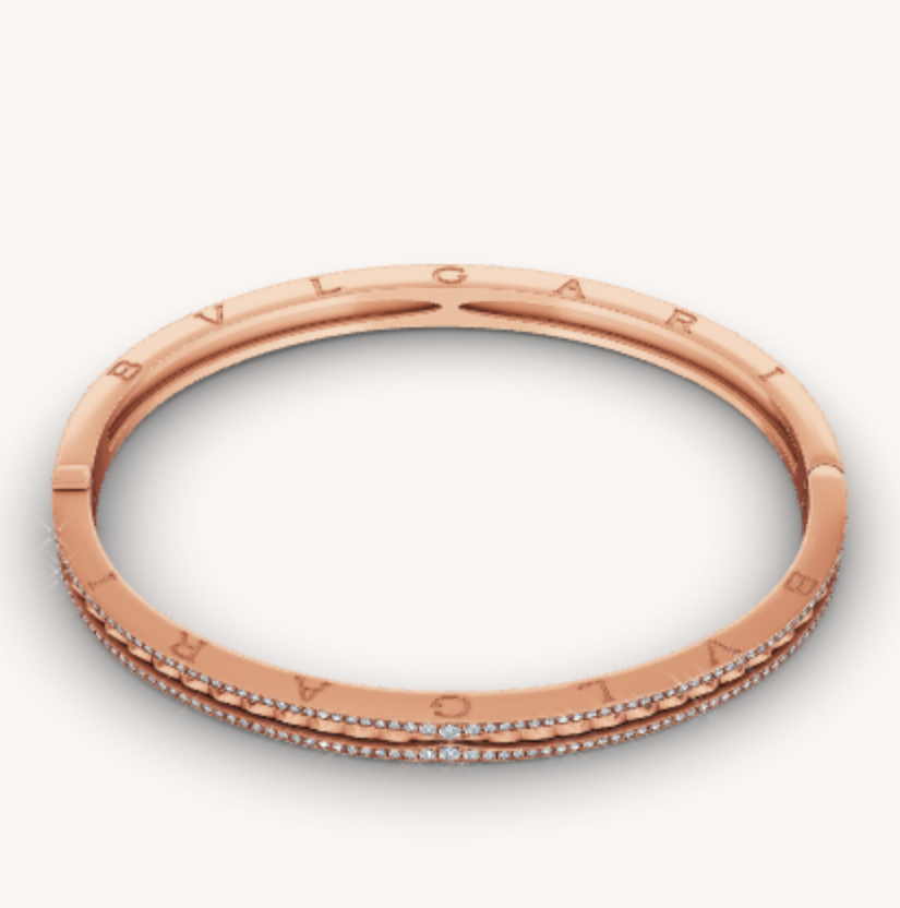 [⭐⭐JeweliWhal]ZERO 1 SPIRAL AND PAVED DIAMOND PINK GOLD BRACELET