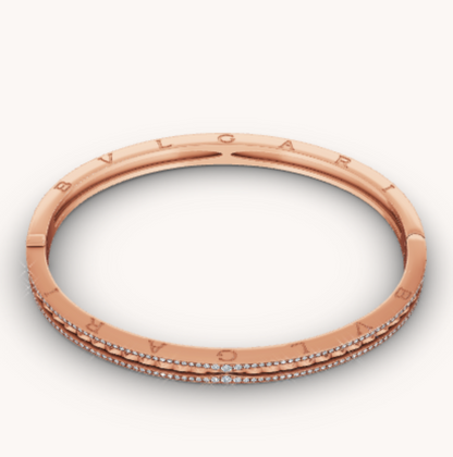 [⭐⭐JeweliWhal]ZERO 1 SPIRAL AND PAVED DIAMOND PINK GOLD BRACELET