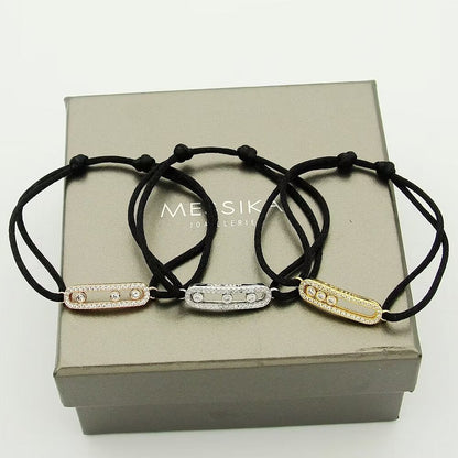 [⭐⭐JeweliWhal]Messika Care(s) Armband mit rosa Kordel und Pavé-Besatz