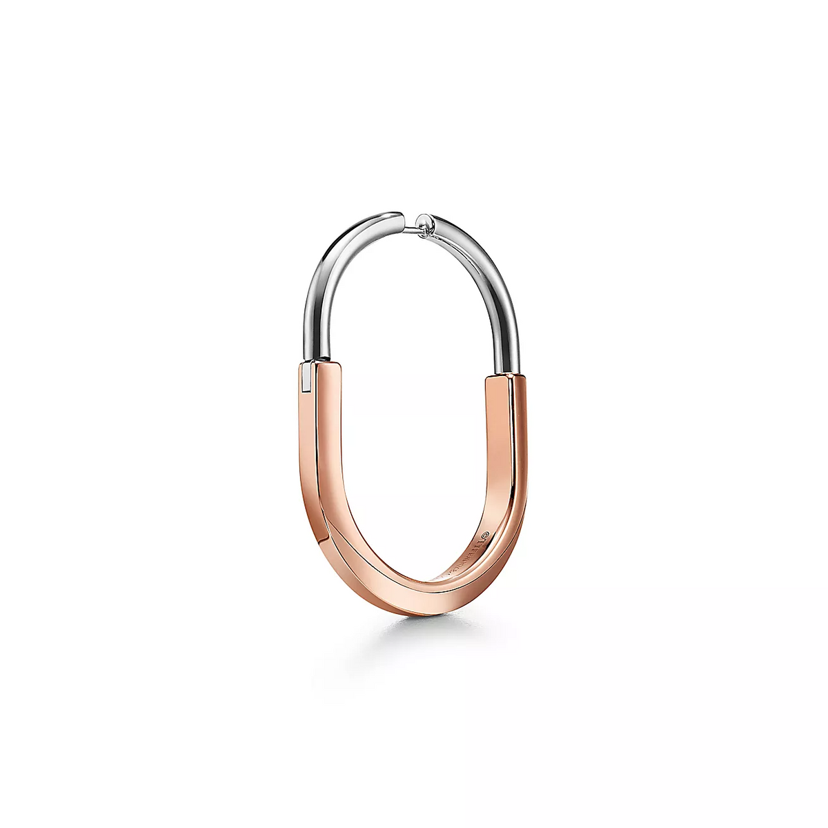 [JeweliWhal]LOCK EARRINGS ROSE AND WHITE GOLD DIAMONDS EXTRA LARGE