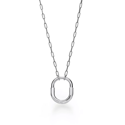 [JeweliWhal]LOCK NECKLACE MEDIUM PENDANT SILVER PAVED DIAMONDS