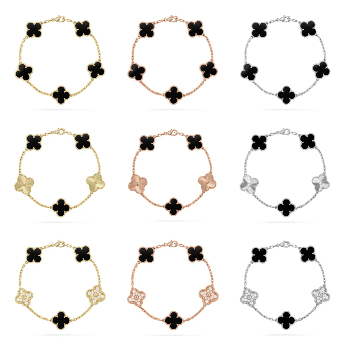 [⭐⭐JeweliWhal] CLOVER 5 MOTIF ONYXS BRACELET COLLECTION